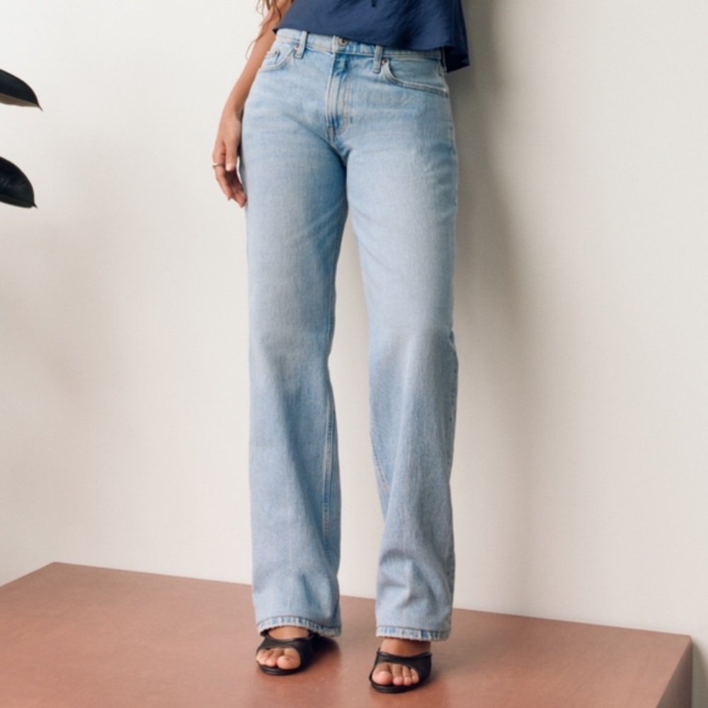 Abercrombie & Fitch Light Blue Baggy Low Rise Straight Leg Jeans